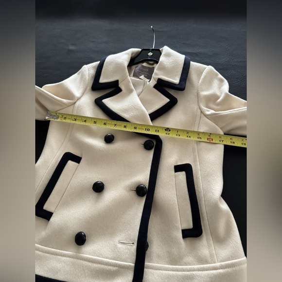 J. Crew Ivory Pea Coat with Navy Accents - Picture 3 of 8